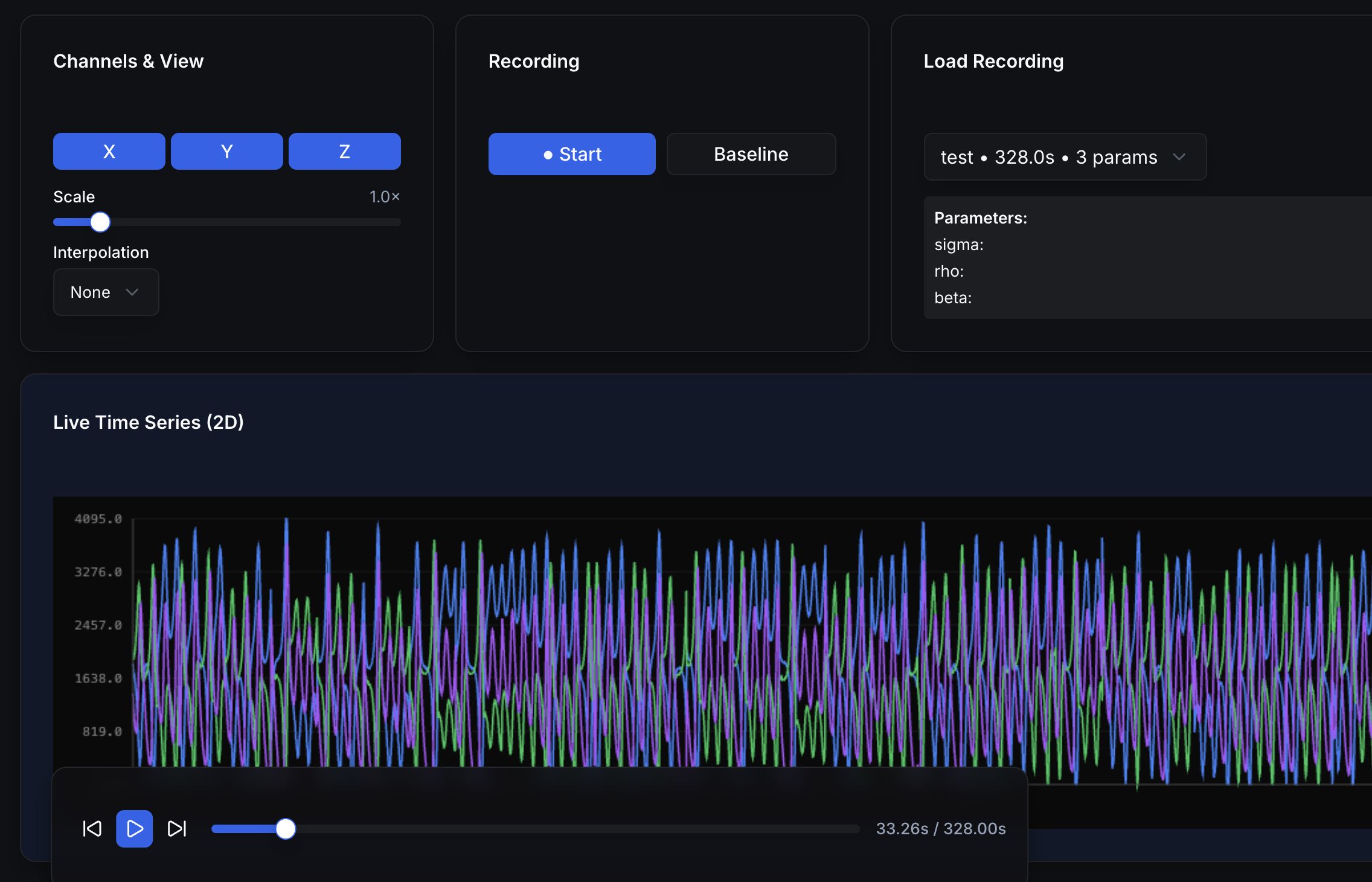 Playback a selected recording