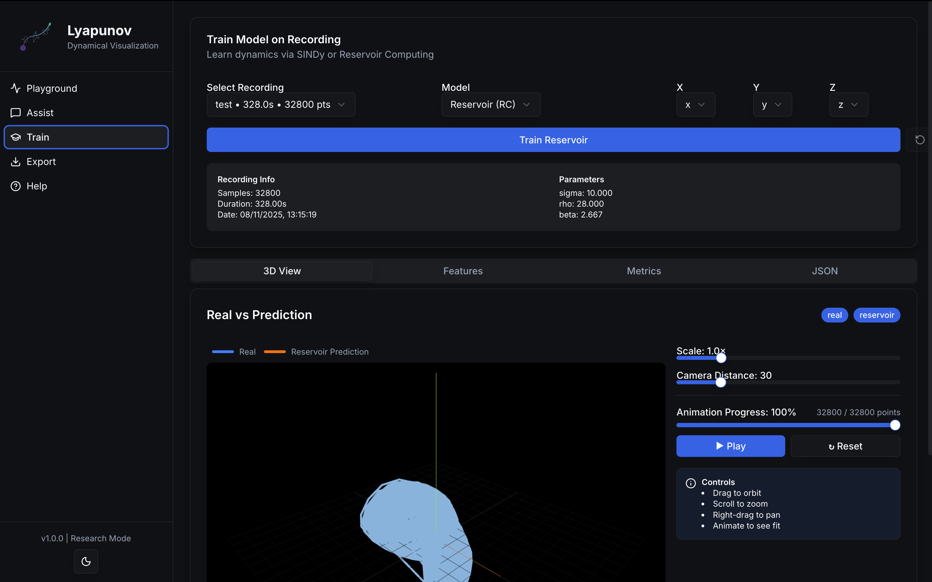 Training page showing multiple model options